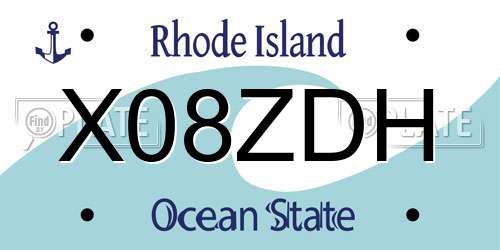 X08ZDH Rhode Island License Plate