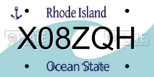 X08ZQH Rhode Island License Plate