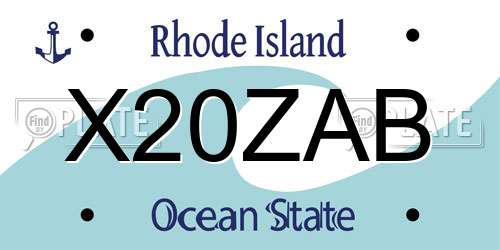 X20ZAB Rhode Island License Plate