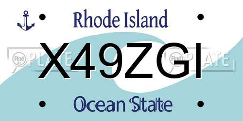 X49ZGI Rhode Island License Plate