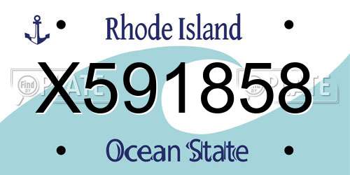X591858 Rhode Island License Plate