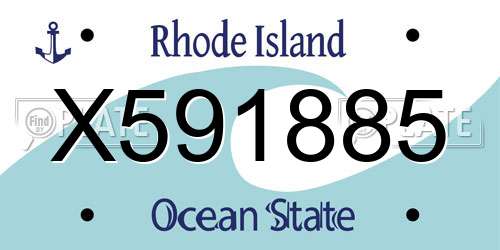 X591885 Rhode Island License Plate