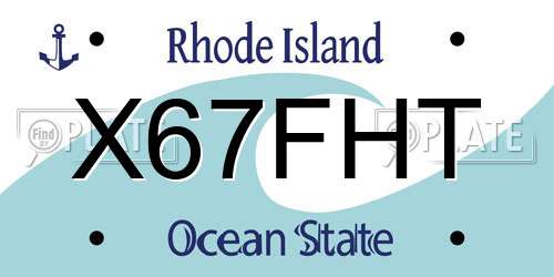 X67FHT Rhode Island License Plate