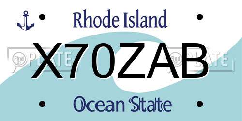 X70ZAB Rhode Island License Plate