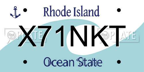 X71NKT Rhode Island License Plate