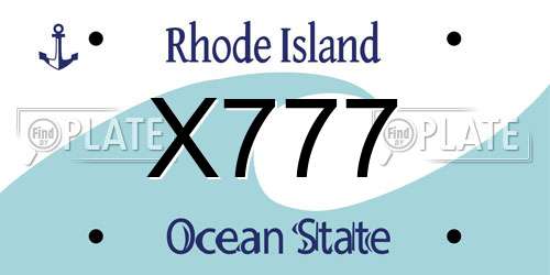X777 Rhode Island License Plate