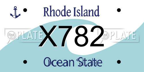 X782 Rhode Island License Plate