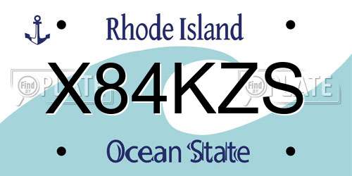 X84KZS Rhode Island License Plate