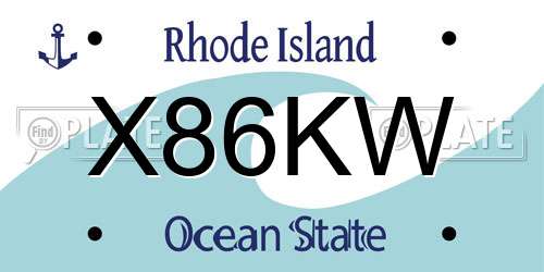 X86KW Rhode Island License Plate