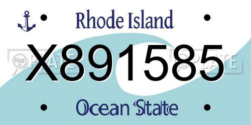 X891585 Rhode Island License Plate