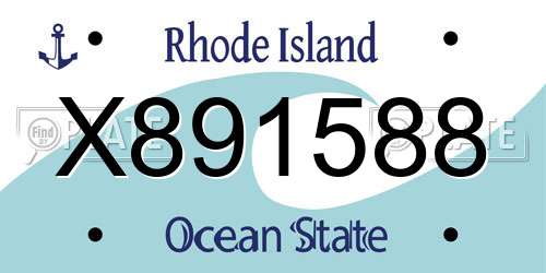 X891588 Rhode Island License Plate
