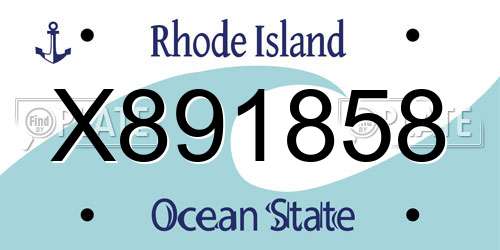 X891858 Rhode Island License Plate