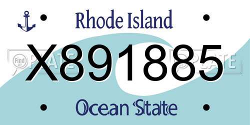 X891885 Rhode Island License Plate