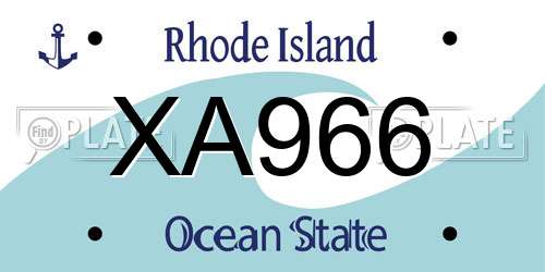 XA966 Rhode Island License Plate