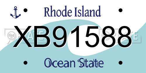 XB91588 Rhode Island License Plate
