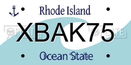 XBAK75 Rhode Island License Plate