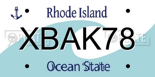 XBAK78 Rhode Island License Plate