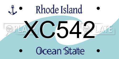 XC542 Rhode Island License Plate