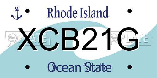 XCB21G Rhode Island License Plate