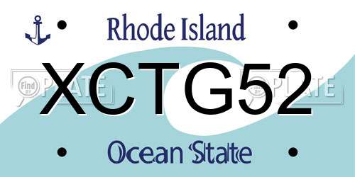 XCTG52 Rhode Island License Plate