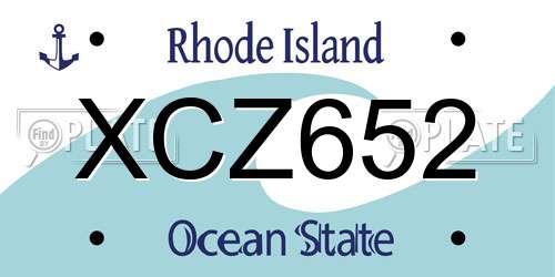 XCZ652 Rhode Island License Plate