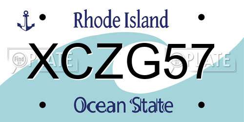 XCZG57 Rhode Island License Plate