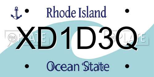 XD1D3Q Rhode Island License Plate