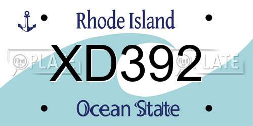 XD392 Rhode Island License Plate