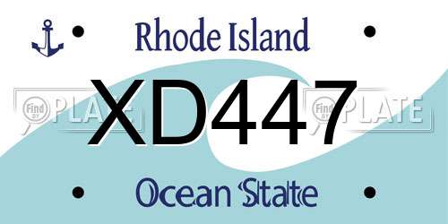 XD447 Rhode Island License Plate