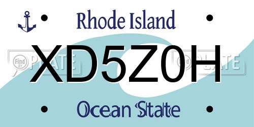 XD5Z0H Rhode Island License Plate