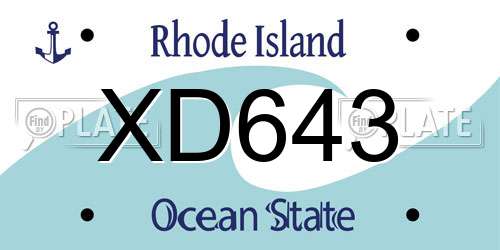 XD643 Rhode Island License Plate