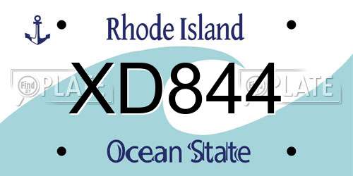 XD844 Rhode Island License Plate