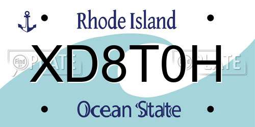 XD8T0H Rhode Island License Plate