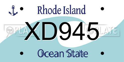 XD945 Rhode Island License Plate