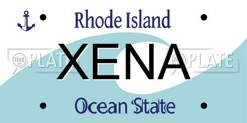 XENA Rhode Island License Plate