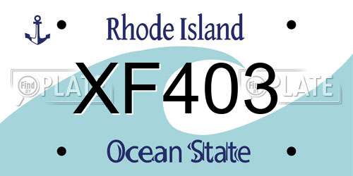 XF403 Rhode Island License Plate