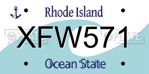 XFW571 Rhode Island License Plate