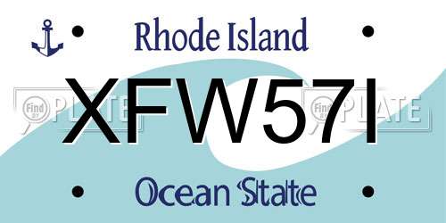 XFW57I Rhode Island License Plate