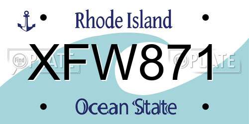 XFW871 Rhode Island License Plate