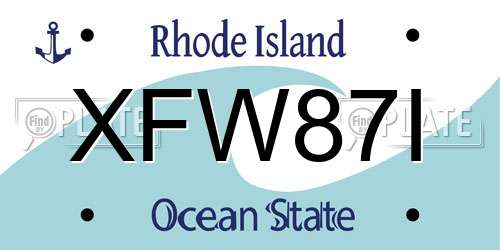 XFW87I Rhode Island License Plate