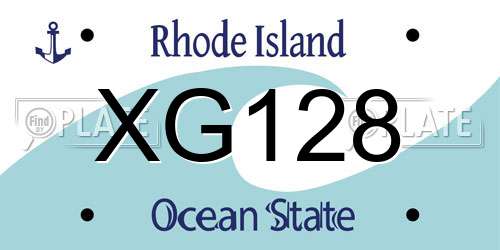 XG128 Rhode Island License Plate