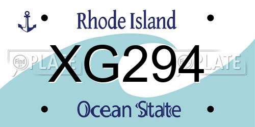 XG294 Rhode Island License Plate
