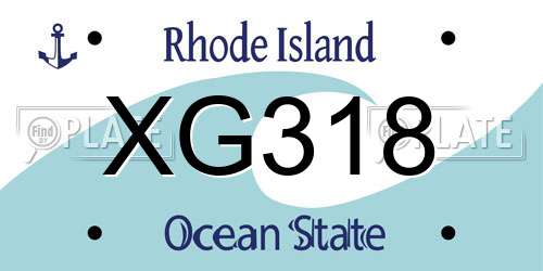 XG318 Rhode Island License Plate