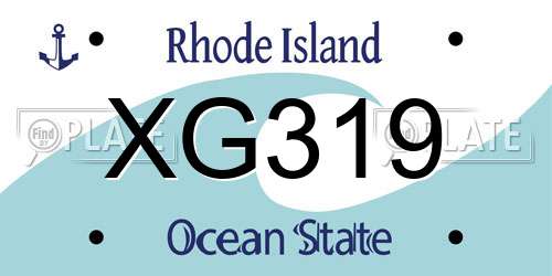 XG319 Rhode Island License Plate