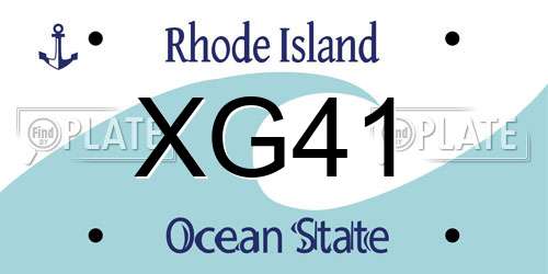 XG41 Rhode Island License Plate
