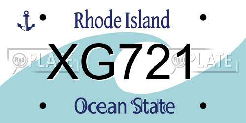 XG721 Rhode Island License Plate