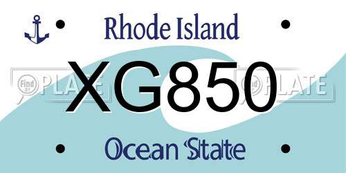 XG850 Rhode Island License Plate