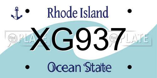 XG937 Rhode Island License Plate
