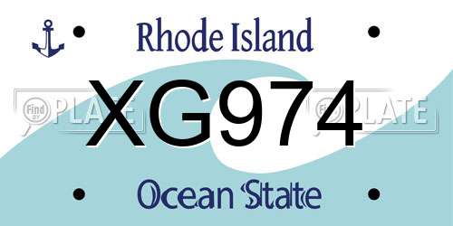 XG974 Rhode Island License Plate