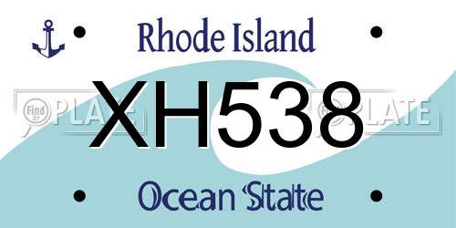 XH538 Rhode Island License Plate
